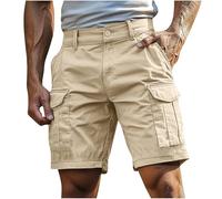 ZTFYKLIN Kurze Cargohose Herren Cargo Shorts Baumwolle Mit Reißverschluss Und Knopf Mehrere Taschen Hosen Bermuda Cargoshorts Outdoor Arbeitsshorts (Beige-A, Xxxxl)