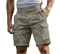 ZTFYKLIN Kurze Cargohose Herren Cargo Shorts Baumwolle Mit Reißverschluss Und Knopf Mehrere Taschen Hosen Bermuda Cargoshorts Outdoor Arbeitsshorts (Grey-A, L)