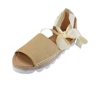 ZTFYKLIN Orthopädische Sandalen Damen Sommer Frauen Gras Geflochten Thick Bottom Mund Fischgurt Knöchel (Beige 39) Bequem Leichte Schuhe Elegant Und Glitzer Bär Weiss Plateau Sommerschuh