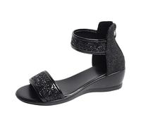 ZTFYKLIN Sandalen Damen Wandersandalen Mit Fußgewölbestützriemen Shoes Adult Female Long Slipper Socks For Women Summer Solid Color Casual Toe Flat Soft Indoor (Black 41) Trekkingsandalen Sommer