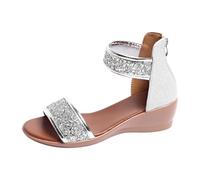 ZTFYKLIN Sandalen Damen Wandersandalen Mit Fußgewölbestützriemen Shoes Adult Female Long Slipper Socks For Women Summer Solid Color Casual Toe Flat Soft Indoor (Silver 41) Orthopädische Sommer