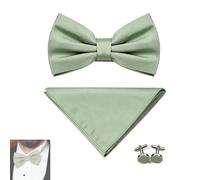 Ztolbriy Fliege Herren Mit Taschentuch Manschettenknöpfe Set, Aus Grüner Seide Elegantes Herren Set Mit Grüner Seidenfliege Seidig Grünem Taschentuch Und Stilvollen Manschettenknöpfen