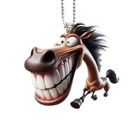 Zubehör zum Aufhängen für Autospiegel - Zubehör für Rückspiegel aus Acryl, 2D, Karikatur-Schlüsselanhänger in Pferdeform für Tasche Herren LKW Weihnachtsfeier Geburtstag Damen Geschenk