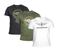 ZÜNDAPP T Shirt Herren oder Damen | Basic Tshirt 3er Set | Unisex Baumwoll T-Shirt 3er Pack (L, grau meliert + Oliv meliert + weiß Uni)