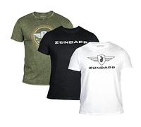ZÜNDAPP T Shirt Herren oder Damen | Basic Tshirt 3er Set | Unisex Baumwoll T-Shirt 3er Pack (L, Oliv meliert + schwarz Uni + weiß Uni)