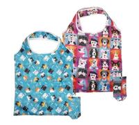 Zueyen 2er Set Einkaufstasche faltbar & stabil, 38x60cm Mehrwegtasche Polyester. Waschbare Shopping Bag mit Etui, ideal als Shopper Tasche Damen groß (B)