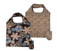 Zueyen 2er Set Einkaufstasche faltbar & stabil, 38x60cm Mehrwegtasche Polyester. Waschbare Shopping Bag mit Etui, ideal als Shopper Tasche Damen groß (A)
