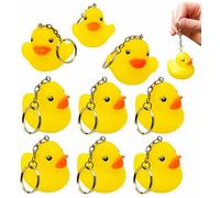 Zugar Land 5,1 cm gelbe Enten-Schlüsselanhänger (12 Stück) für Geburtstagsparty, Karneval, Preise, Schlüsselanhänger mit Metallring für Kinder und Erwachsene