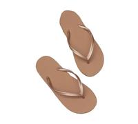 ZUGLQYSX Women's Summer Casual Solid Colour Lightweight Comfortable Non-slip Bathroom Beach Pool EVA Round Head Flat Bottom Flip-flops für den Sommer(Brown,38-39)