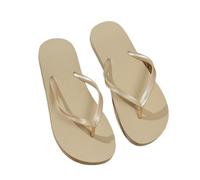 ZUGLQYSX Women's Summer Casual Solid Colour Lightweight Comfortable Non-slip Bathroom Beach Pool EVA Round Head Flat Bottom Flip-flops für den Sommer(Khaki,38-39)