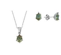 Zultanit Farbwechsel Stein 925 Silber Damen Sultanit Träne Tropfen Schmuckset Set Halskette, Anhänger, Ohrringe Zirkonia Ohrstecker Kette Geschenkidee Muttertag Mama, Geschenke Damen mit Geschenkbox