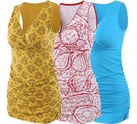 ZUMIY Still-Shirt/Umstandstop, Schwangeres Stillen Nursing Schwangerschaft Top Umstandsmode Unterwäsche (S, Red+Yellow+Lake Blue/3-pk)