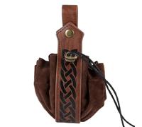 Zunetsutock Multifunktionale Münze Gürteltasche - Leder Kordelzug, Leder Würfeltasche | Kleine Ledermünztasche mit Kordelzug, Vintage Gürtelbeutel für Frauen, Dark Brown, se beskrivning