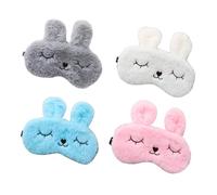 ZUNOXAZ 4 Stück Teiliges Niedliche Atmungsaktive Weiche Plüsch schlafmasken in Blau Weiß und Rosa Lichtblockierende Augenmasken für Erholsamen Schlaf und Schutz bei Reisen Hotel und