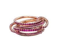 Zuoeay Buntes, stapelbares Schmuckset mit kubischem Zirkonia für Damen, rosévergoldete Moderinge aus verschiedenen Metallen, handgefertigtes Accessoire, stapelbare Goldringe für Damen