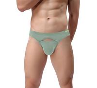 ZUOLAIYIN Herren Slip mit Beutel Unterhosen Männer Slips Sexy Unterwäsche für Mann Öffnung Ausbuchtung Frontöffnung Bambus Schwarz Grau Rot