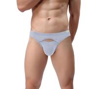 ZUOLAIYIN Herren Slip mit Beutel Unterhosen Männer Slips Sexy Unterwäsche für Mann Öffnung Ausbuchtung Frontöffnung Bambus Schwarz Grau Rot