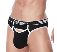 ZUOLAIYIN Herren Slip mit Beutel Unterhosen Männer Slips Sexy Unterwäsche für Mann Öffnung Ausbuchtung Frontöffnung Bambus Schwarz Grau Rot