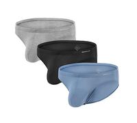 ZUOLAIYIN Herren Slips Slip Männer Herren Unterhosen Slip mit Beutel Sexy Slips für Männer Frontbeutel Bambus Schwarz Grau