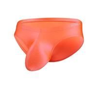 ZUOLAIYIN Herren-Slips Unterhose mit Beutel Herren Nylon Bulge Slip Sexy Unterwäsche für Mann Hipster Stretch Unterhosen Männer Neon Orange XL