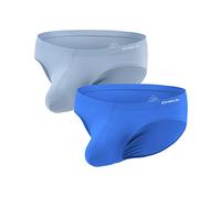 ZUOLAIYIN Nylon Herren Slip Großer Beutel Sexy Unterwäsche Bulge Pouch Slips Hipster Stretch Unterhosen Männer Frontbeutel Niedrige Taille Blau Grau L