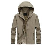 ZUOYIMEI Langarm Jacke Herren Casual Gutaussehend Mode Sportjacke Jugend Persönlichkeit Trend Hoodiejacke Bergsteigen Camping Climbing Outdoorjacke P-Khaki 4XL