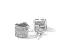 ZUOZUIYQ 1 Paar Ohrstecker aus 925er-Sterlingsilber mit Pavé-Bling-Ice-Out-Zirkon-Quadrat-Ohrstecker für Damen und Herren