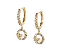 ZUOZUIYQ 925 Sterling Silber Creolen für Frauen Blume Mond Zirkon Piercing Ohrring Ohrringe Schmuck Pendientes