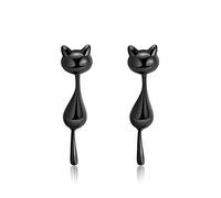 ZUOZUIYQ Damen-Ohrringe, Ohrringe, Anhänger, Ohrringe, sJewels, Ohrstecker aus massivem Sterlingsilber für Frauen, zum Aufhängen, schöner schwarzer Schwanz, kann Mädchen bewegen, Silberschmuck