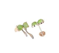 ZUOZUIYQ Damen-Ohrstecker aus 925er-Sterlingsilber, vergoldet, zarte Schleife mit grüner Jade, hypoallergener Schmuck, Geschenk für Frauen und Mädchen