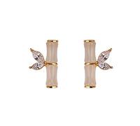 ZUOZUIYQ Damen-Ohrstecker aus Silber, Bambus-Jaspis, 925er-Sterlingsilber, vergoldet, Ohrringe, Zirkonia, exquisiter Schmuck für Frauen und Mädchen, Geschenk