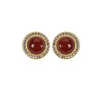 ZUOZUIYQ Damen-Ohrstecker aus Silber, runder südroter Achat mit glänzendem Zirkonia, hypoallergene Ohrringe aus 925er-Sterlingsilber, Schmuck für Frauen, Teenager, Mädchen