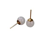 ZUOZUIYQ Damen-Ohrstecker aus Silber, weißer Jaspis, runde Perlenohrringe, Silberohrstecker 925, kleine runde Ohrstecker, hypoallergene Ohrringe, Schmuck für Frauen und Mädchen, Geschenk