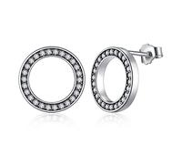 ZUOZUIYQ Klare runde Ohrstecker aus 925er-Sterlingsilber mit Schmuck, Geschenk