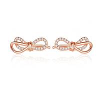 ZUOZUIYQ Ohrringe aus 925er-Sterlingsilber, Infinity-Schleife, kleine AAA-Zirkon-Ohrstecker für Damen