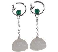 ZUOZUIYQ Ohrringe für Frauen, Ohrstecker aus Sterlingsilber, weißer Hetian-Jade, Bambus, ethnischer chinesischer Stil