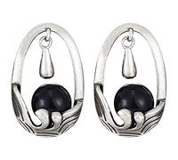 ZUOZUIYQ Ohrstecker aus Silber 925 für Damen, Damen-Ohrstecker, Vintage-Stil, oval, hohl, schwarzer Onyx, 925er-Sterlingsilber, eleganter Silber-Ohrstecker, Schmuck für Ihre Frauen und Mädchen