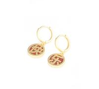 ZUOZUIYQ S925 Sterling Silber vergoldete rote Achat-Anhänger-Ohrringe im chinesischen Stil