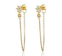 ZUOZUIYQ S925 Sterling Silber Zirkon Ohrringe Weibliche Nette Gold Schildkröte Stern Mond Mode Schmuck Geburtstag Geschenk Clip Ohrring