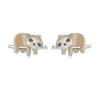 ZUOZUIYQ Sterling Silber Schmuck, Emaille Cartoon Niedliche Kleine Faultier Tier Ohrringe für Frauen Mädchen Feiner Schmuck