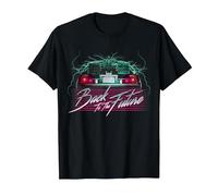 Zurück in die Zukunft Delorean Neon im 80er-Jahre-Stil T-Shirt, Herren, Schwarz, XL
