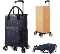 Zusammenklappbarer 6-Rad-Einkaufswagen, Leichter Metall-Einkaufswagen Mit Wasserdichter 35-Liter-Tasche, Robuster Mehrzweck-Schubwagen For Einfache Mobilität Und Lagerung(Star)