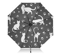 Zusammenklappbarer kompakter Regenschirm, lustige Katzenpfoten, winddicht, Reise-Regenschirm für Regen, Sonne, große Rückseite, 8 Rippen, UV-Regenschirm, automatisch für Damen und Herren