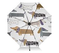 Zusammenklappbarer kompakter Regenschirm, niedlicher Dackel, Reise-Regenschirm für Regen, Sonne, groß, umgekehrt, winddicht, 8 Rippen, UV-Regenschirm, automatisch für Damen und Herren