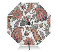 Zusammenklappbarer Reise-Regenschirm, traditioneller Paisley-Vintage, winddicht, umgekehrt, kompakter Regenschirm für Sonnenregen, groß, 8 Rippen, UV-Regenschirm, automatisch für Damen und Herren