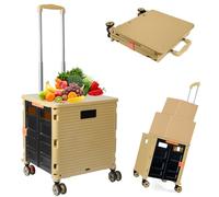 Zusammenklappbarer Rollwagen, geräuschlose Einkaufswagen mit Rädern, tragbare Aufbewahrungsbox mit Deckel, als Sitzgelegenheit für Umzüge, Büro, Reisen, Picknick oder Bücher