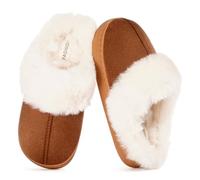 ZUSERIS Hausschuhe Kinder Mädchen Pantoffeln Winter Jungen Slipper Plüsch Warme Hausschuhe Rutschfeste Braun 28-29 EU=Etikettengröße: 190
