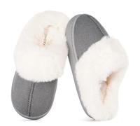 ZUSERIS Hausschuhe Kinder Mädchen Pantoffeln Winter Jungen Slipper Plüsch Warme Hausschuhe Rutschfeste Grau 28-29 EU=Etikettengröße: 190