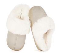 ZUSERIS Hausschuhe Kinder Mädchen Pantoffeln Winter Jungen Slipper Plüsch Warme Hausschuhe Rutschfeste Beige 28-29 EU=Etikettengröße: 190
