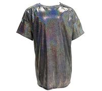 ZUYPSK Kinder Jungen Mädchen Metallic T-Shirt Lockeres Oberteil Kurzarm Paillettiertes Performance-Party-Jazz-Tanz-T-Shirt (DE/NL/SE/PL, Numerisch, 110, Regular, Schwarz)
